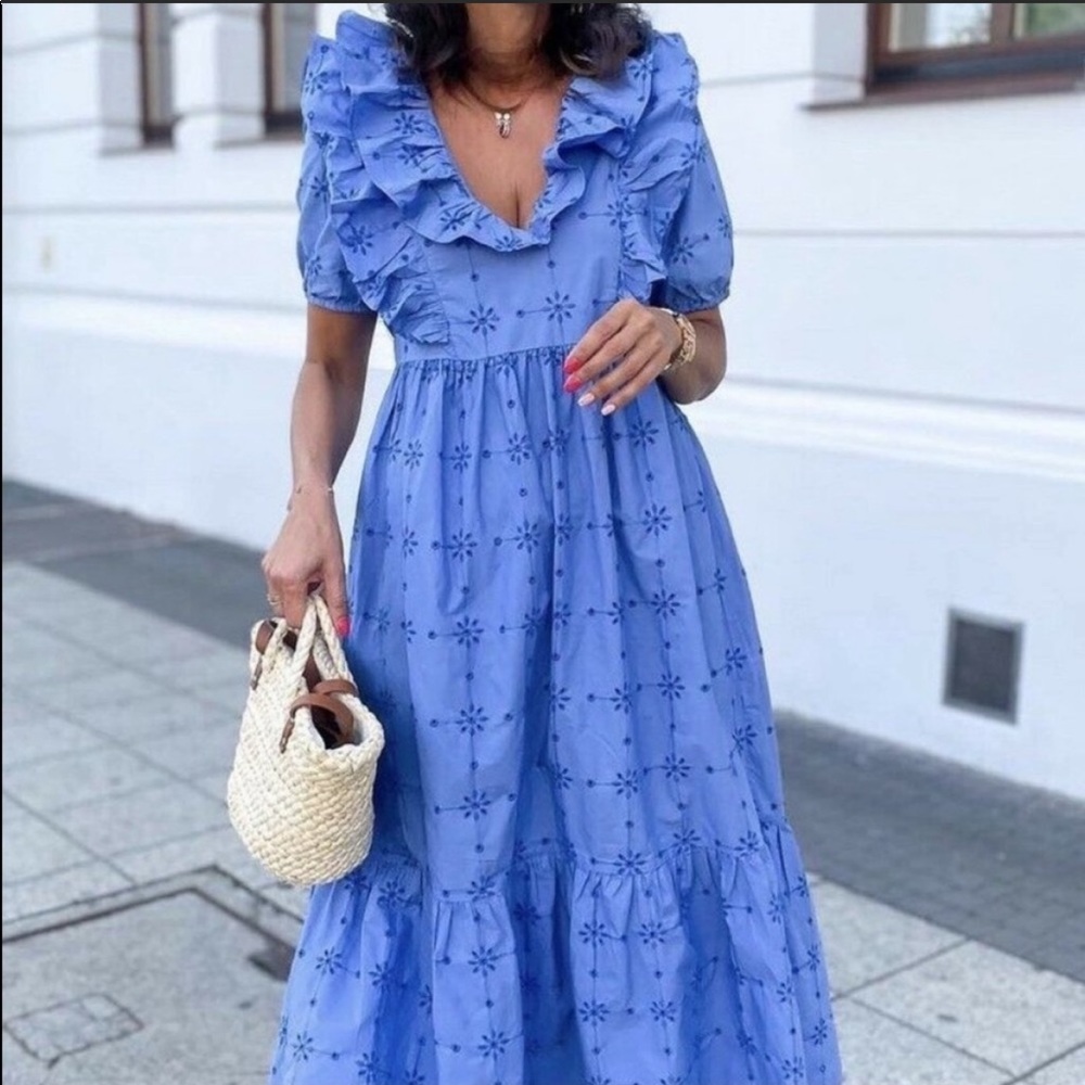 Ruffle Eyelet Coastal Dress